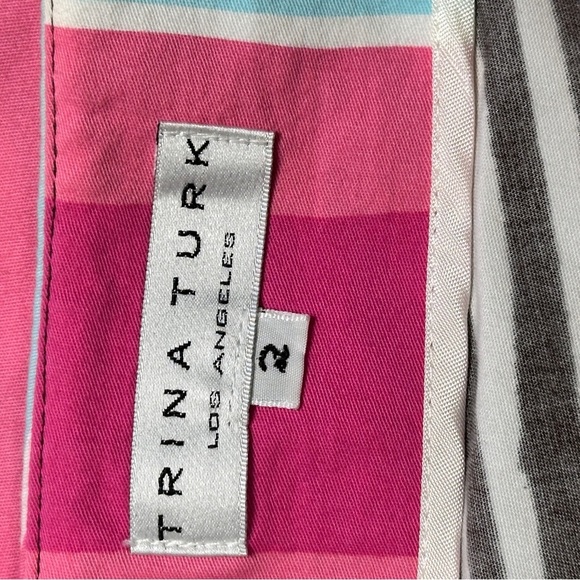 Trina Turk Colorful Retro Striped cotton / spandex  Side zipper, Mini Skirt , 2 - Picture 2 of 8